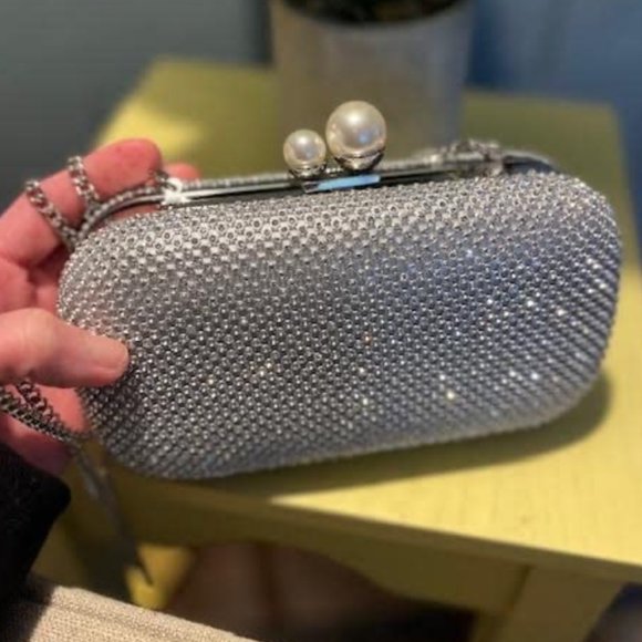 Handbags - Evening Clutch Shoulder Bag Silver Purse Wedding Handbag Party Prom Bridal Gift